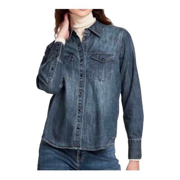 Nili Lotan Tops - Nili Lotan x Target Long Sleeve Denim Snap Top Size Large
